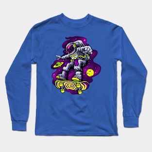 Skating Astronaut In Space Long Sleeve T-Shirt